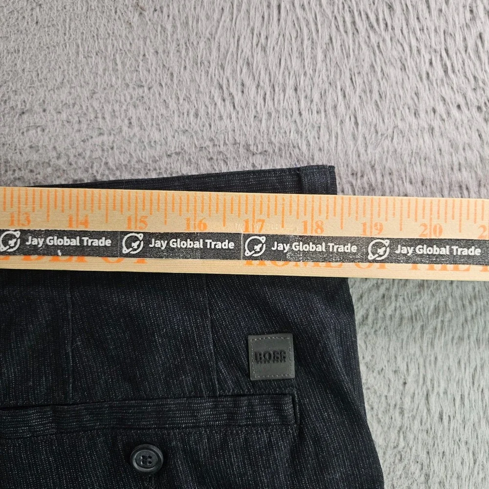Hugo Boss Chuck Mens Charcoal Grey Textured Cotton Blend Dress Pants 54 36x30